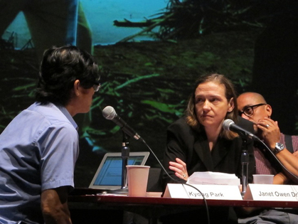 Kyong Park; Janet Owen Driggs of Metabolic Studio (Los Angeles); and Abraham Cruzvillegas of La Galeria de Comercio (Mexico City). Photo by Zhu Jia.