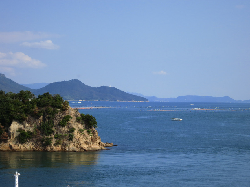 View of Seto Inland Sea from the coast of Naoshima.