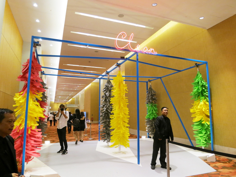 Visitors to Art Stage Singapore 2015 pass through Clean (Car Wash), 2015, a breezy kinetic installation by Singapore-based artist  MIKE HJ CHANG. All photos by Marybeth Stock for ArtAsiaPacific.