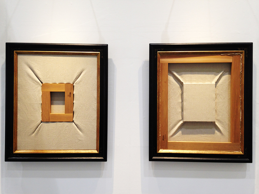 SUSUMU KOSHIMIZU, From Surface to Surface – Canvas,1973–2013, canvas and wooden frame, 84 × 72 cm each. Shown by Gallery Yamaki Fine Art, Kobe, in the “Artistic Practices” section of Art Fair Tokyo, under the grouping of Mono-ha artists.