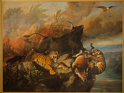 RADEN SALEH, Forest Fire, 1849, oil on canvas, 300 × 396 cm. Courtesy National Gallery Singapore.