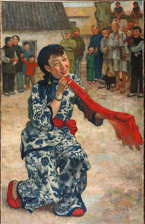 XU BEIHONG, Put Down Your Whip, 1939, oil on canvas,  144 × 90 cm. Private Collection.