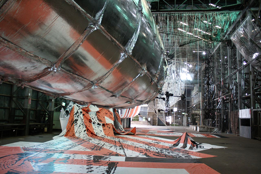 In the “Embassy of the Real,” on Cockatoo Island in the Sydney Harbour, LEE BUL’s enormous installation Willing to Be Vulnerable (2016) featured mountains made from striped tarpaulins, a transparent hot-air balloon and a silver zeppelin.