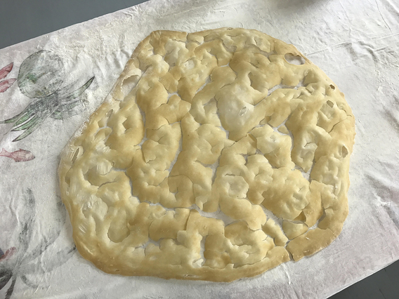 Dough left over from the Express Labour (2017) performance, now part of the installation. Photo by Ho King Man. Courtesy Ali Van.