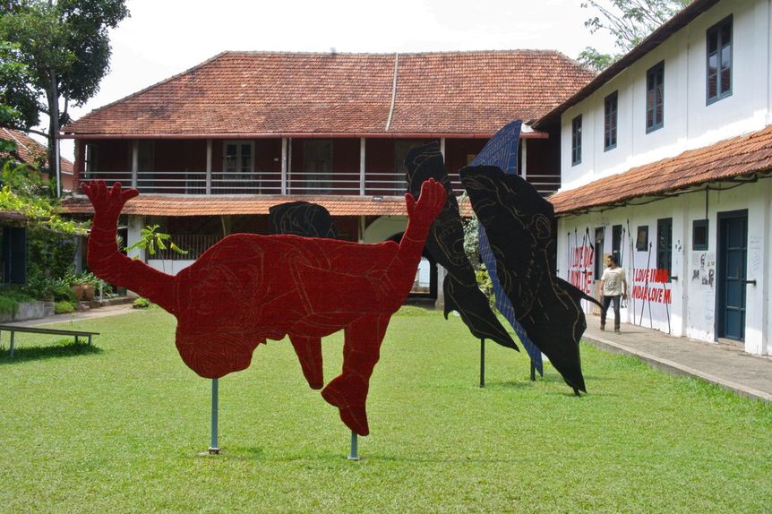 PRANEET SOI, Cut-Out Archive – Sculptures in Coir, 2016, installed in the courtyard of Pepper House.