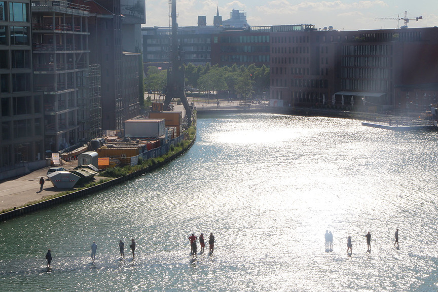 On Water (2017) by AYŞE ERKMEN is a fully functioning footbridge installed just below the waterline in the harbor of Münster. All images by Andrew Stooke for ArtAsiaPacific.