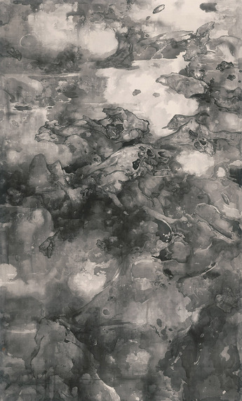 TAI XIANGZHOU, Flowing Clouds, 2017, Chinese ink on silk, 198 × 120cm. Courtesy Alisan Fine Arts, Hong Kong.