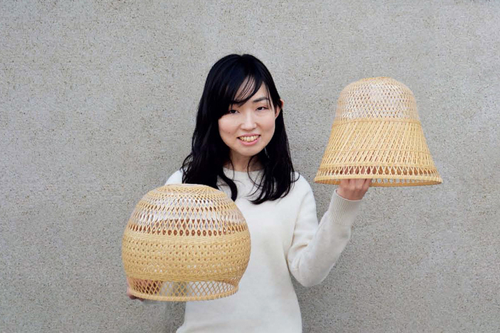 Artisan Chiemi Ogura from Kyoto, Japan, with her PET lamp design.