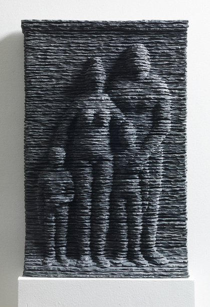 BOAZ VAADIA, Family (Relief), 2014, slate, 52.7 × 34.9 × 8.9 cm. Courtesy Connaught Brown, London.