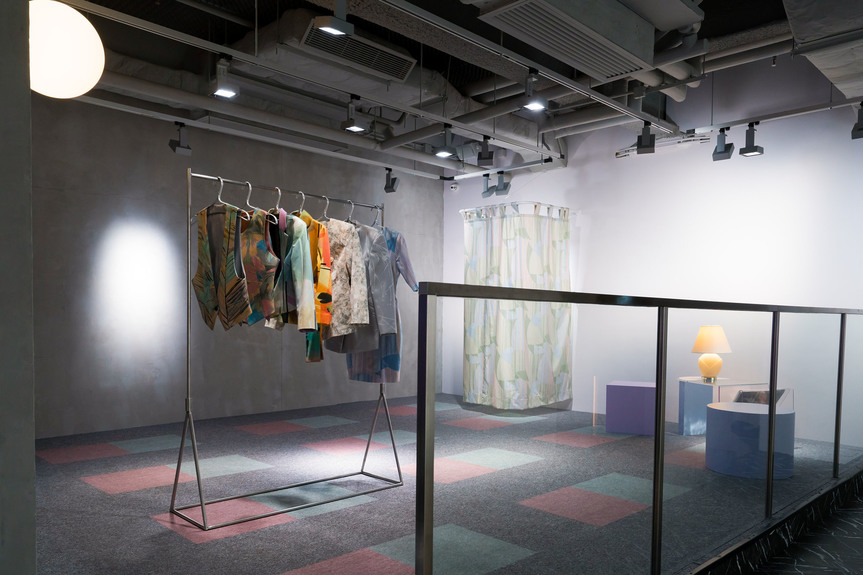 Installation view of SARAH LAI’s Slide Through the Curtain of Night, 2018, mixed media installation, dimensions variable, at the Annex, Hong Kong, 2018.