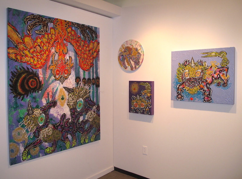 A group of Japanese painter MIWA KOMATSU’s canvases that portray mythological animals in an expressive, painterly style at Whitestone Gallery (Tokyo, Karuizawa, Hong Kong and Taipei).