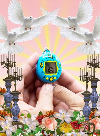 MAK YING TUNG 2, Relic (Tamagotchi), 2018, lenticular, 150 × 115 cm.