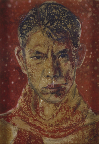 CHUAH THEAN TENG, Self-Portrait, circa 1950s, batik, 31 × 21 cm.