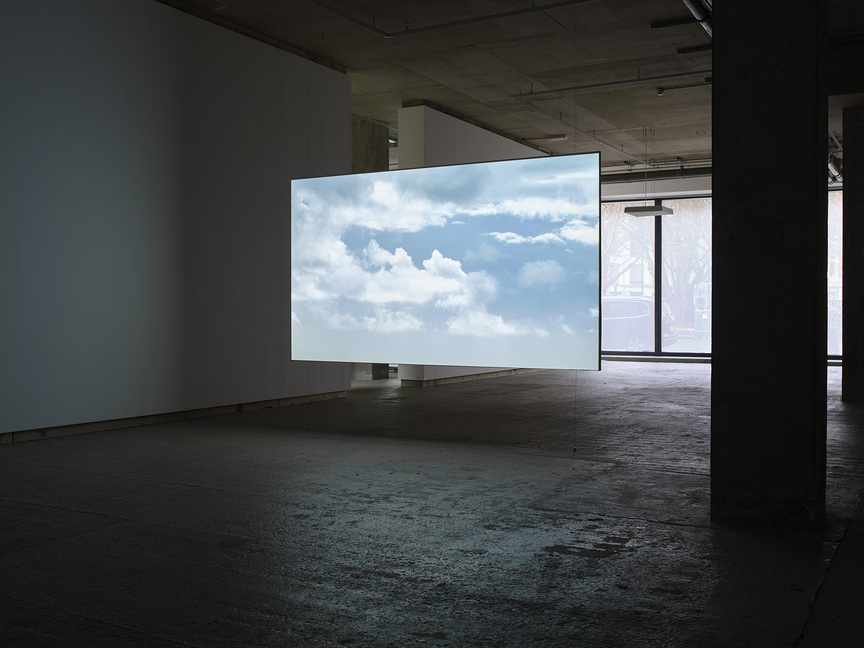 Installation view of FIONA TAN’s Elsewhere, 2018, HD installation with color and stereo sound, dimensions variable, loop duration: 16 mins 10 sec, at Frith Street Gallery, London, 2018–19.