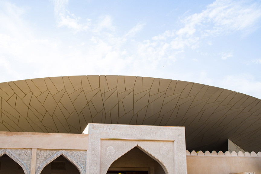 As with many of Doha’s buildings, the Qatar vernacular architectural style merges with something new in the National Museum of Qatar’s structure.