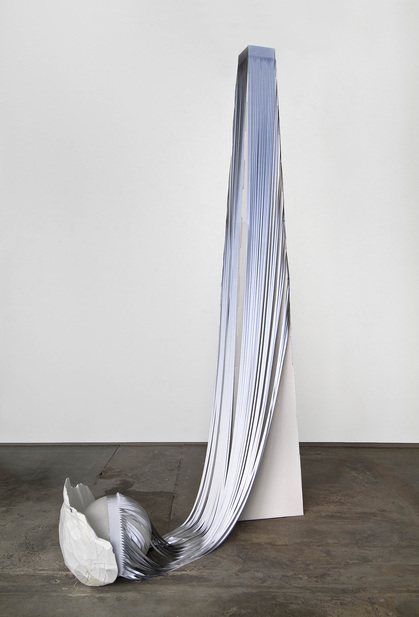 SQUARING THE CIRCLE, 2011, from the “Quantum Shirley” series (2007– ), foam core, polystyrene, fabric, 241 × 113.6 × 76 cm. Photo by Gene Ogami. Courtesy the artist and Shoshana Wayne Gallery, Santa Monica.