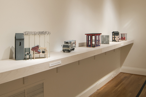 Installation view of SIAH ARMAJANI’s Seven Rooms of Hospitality, 2017, 3D-printed models, dimensions variable, at “The Warmth of Other Suns: Stories of Global Displacement,” The Phillips Collection, Washington, DC, 2019.