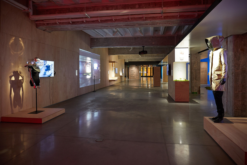 Installation view of “Human (Un)Limited: Between Human Limitations and Limited Humanity” with Ars Electronica at Hyundai Motorstudio Beijing, 2019–20. Courtesy Hyundai Motorstudio Beijing.