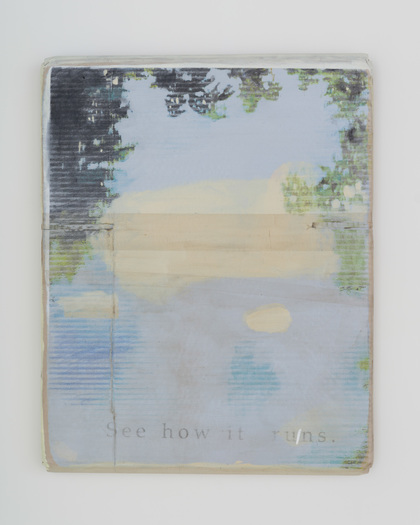 LEE KIT, Landscape (I), 2020, acrylic, emulsion paint, inkjet ink, pencil and correction fluid on cardboard, 53 × 41.5 cm.