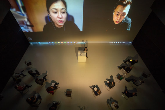 Photo of ERIC SIU and JOEL KWONG, whose submission of Hong Kong’s social movement won in the category of Digital Communities, joining the press conference of 2020 Prix Ars Electronica via Skype. Photo by Robert Bauernhansl. Courtesy Ars Electronica, Linz.