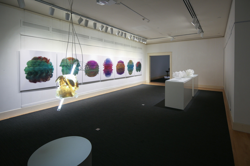 Installation view of TOBIAS KLEIN’s “Metamorphosis or Confrontation,” at University Museum and Art Gallery, The University of Hong Kong, 2020.